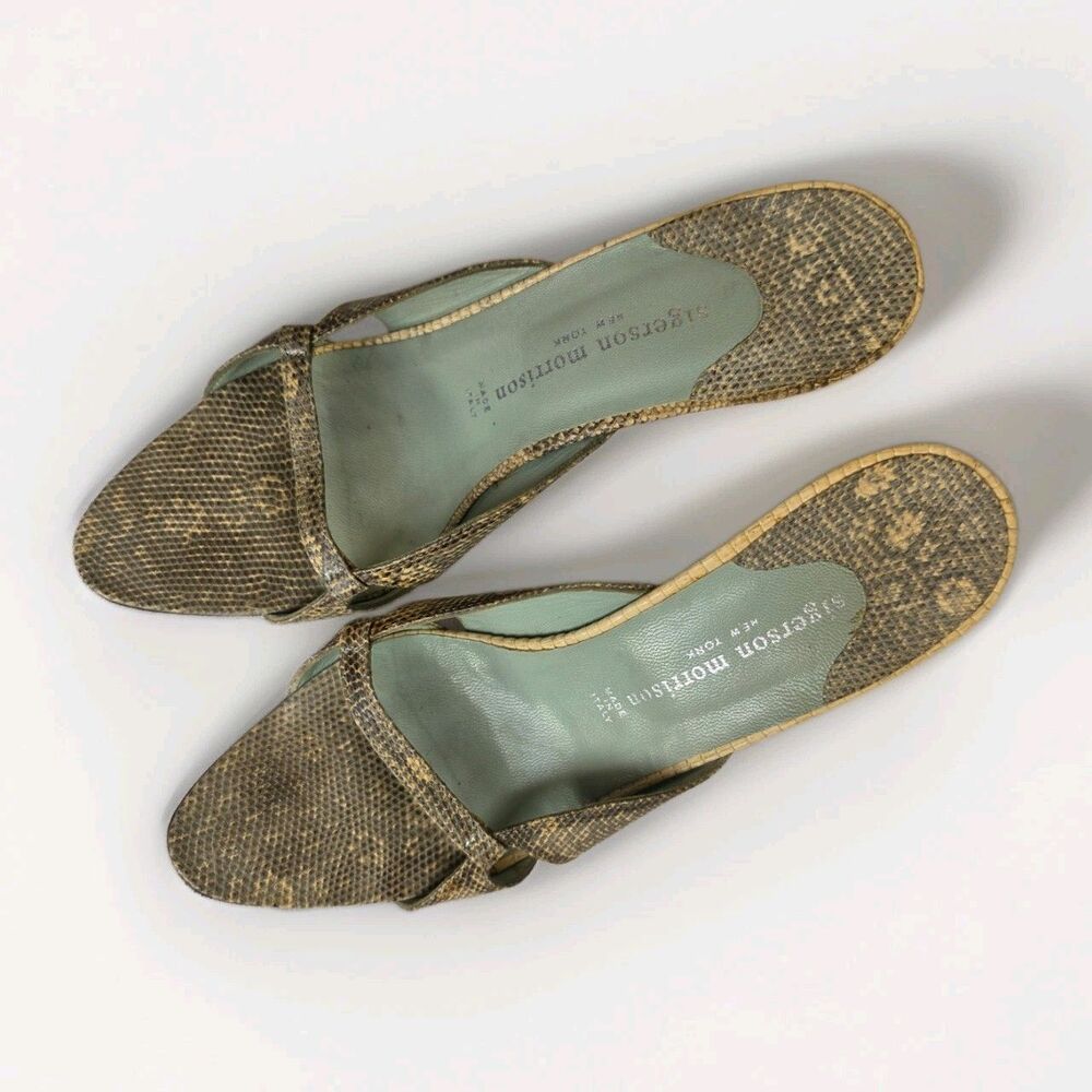 Sigerson Morrison Strappy Brown Leather Lizard skin Sandals Made in Italy sz 8B
